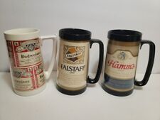 Lot Of 3 Vintage Beer Thermo-Serv Steins / Mugs Hamms Falstaff Budweiser picture