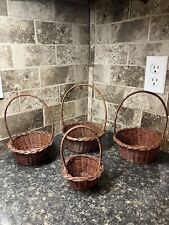 Vintage Set Of 4 , Brown Wicker Random Size Baskets picture