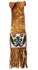 Old American Style Buffalo Hide Sioux Beaded Tobacco Pipe Bag 6 x 32'' PB08 picture
