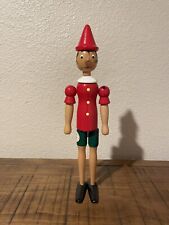 Vintage C2 Rainoldi 14” Hand Carved Wooden Pinocchio with Sticker 1980’s Italy picture