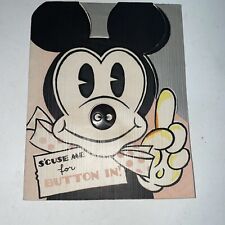 Vintage 1930s Walt Disney Birthday Card Mickey Mouse Hallmark Button Nose Folded picture