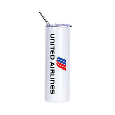 United Airlines Retro Rose Logo Insulated 20oz Skinny Travel Tumbler Mug Cup picture