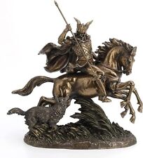 NEW Norse God Odin Riding Sleipnir Follow By Wolf Statue Figures Sculpture KING picture