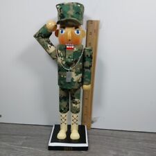 U.S. Army Camo Saluting Soldier 2015 Limited Edition Wooden Nutcracker 14”Tall picture