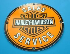 VINTAGE HARLEY DAVIDSON MOTORCYCLE PORCELAIN GAS BIKE SERVICE STATION SIGN picture