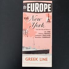 TSS NEW YORK Greek Line Fold Out Cruise Brochure 1955 North Atlantic Service picture