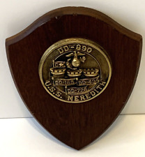VINTAGE U.S.S Meredith DD-890 Plaque Shield (Wood Metal Wall Mount) picture