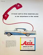 1958 AVIS Rent-a-Car Vintage 50s Print Ad Call to Reserve World Wide First Class picture