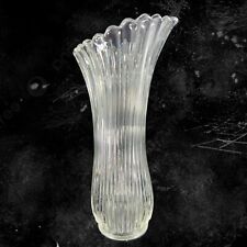 Vintage LE Smith Clear Broken Column Swung Vase Thick Tall 14 Inches Tall 6”Wide picture