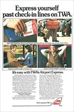 1982 TWA Trans World Airlines AIRPORT EXPRESS CHECK-IN AD advert airways picture