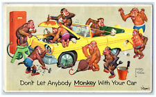 c1920's Monkey Fixing Cleaning Car Funny Preston Advertising Forrest IL Postcard picture