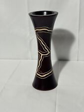 MCM Vintage Wood Carved Vase 8”T picture