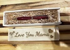 Wooden Purple Heart Handmade Wood Pen Love You Mama Engraved Gift Box Mothers picture