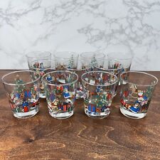 Set of 11 Vintage Anchor Hocking CHRISTMAS Drinking Glasses 1988 picture