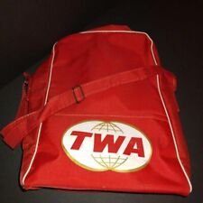 Vintage TWA Airlines Vinyl Carry On Zip Travel Bag w/ Shoulder Strap- EC picture