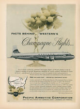 1956 Pacific Airmotive Aviation Ad Western Airlines Champagne Flights Travel picture