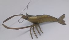 Vintage 11” Brass Shrimp Lobster Crawfish Mid-Century Modern Coastal Decor Beach picture