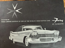 Vintage 1958 Plymouth Car Sales Dealer Brochure ~ Automobile Fury picture