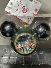 DISNEY CHIP 'N' DALE Double Sided Glass Sunburst ICON Mickey Ear Ornament NWT picture