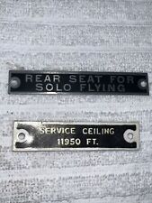 ORIGINAL Piper J-3 Cub L-4 Service Ceiling & Rear Seat For Solo Flying Placards picture
