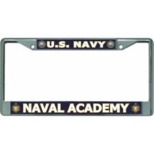 usn navy naval academy military logo chrome license plate frame usa made picture
