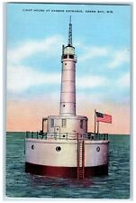 c1940 Lighthouse At Harbor Entrance Ladder Green Bay Wisconsin Vintage Postcard picture
