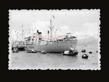 1950s Else Maersk Cargo Ship Sampan Boat Harbor Sea Vintage Hong Kong Photo #811 picture