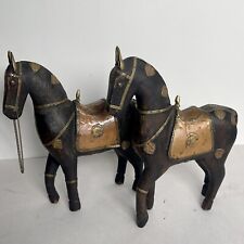 TWO Vintage Horse Figure Figurine Statue Antique METAL ORNAMENTS (SEE PHOTOS) picture