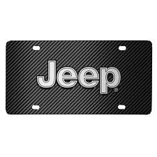 Jeep 3D Logo on Black Carbon Fiber Patten Stainless Steel License Plate picture
