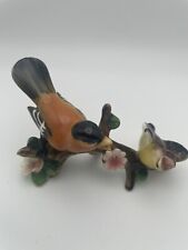Vintage Goldfinch and Baby Figurine Handcrafted In Japan Excellent Condition picture
