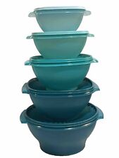 Tupperware Servalier Bowls TEAL 10 pcs Stacking Nesting Serving Storing Mixing picture
