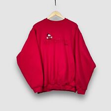 Vtg Disney Mens XL Solid Red Mickey Mouse Script Embroidered LS Sweatshirt picture