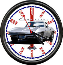Licensed 1965 Corvette Silver Classic Chevrolet General Motors Sign Wall Clock picture