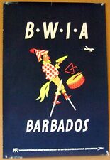ORIGINAL 1950s BWIA British West Indies Airlines “Barbados” travel poster picture