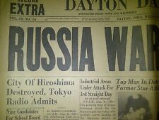  DAYTON DAILY August 8 1945  Newspaper FINAL EDITION WWII Hiroshima Destroyed picture
