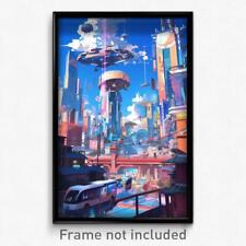 Art Poster - A Sprawling Futuristic Metropolis, With Towering Skyscrapers And picture