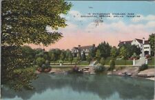 1940s Highland Park Residential Section picturesque lake Dallas Texas linen D797 picture