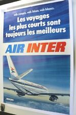 ANTIQUE POSTER AIR INTER FRANCE DASSAULT MERCURE 1973 1980 aviation aircraft  picture