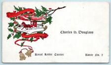 RURAL LETTER CARRIER CHARLES DOUGLASS*ROUTE #2*EMBOSSED CHRISTMAS GREETING CARD picture