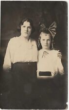 RPPC Women and Girl w/Bow in Studio c1914  Real Photo Postcard picture