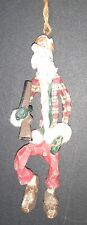Christmas Ornament Hunter Old Man Rifle Resin Wood Look 6 in Stormy Kromer Hat picture