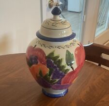 Vintage Porcelain Jar With Lid Hand Painted Fruit picture