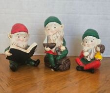 Vintage 1980s Homco Christmas Elves Figurines Porcelain Set Of Three 3  #5205 picture