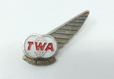 Vintage TWA Junior Hostess Wing Lapel Hat Pin Silver Back Trans World Airlines picture