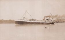RPPC SS Hamonic Great Lakes Burned Steamer Ship Harbor Photo Postcard E5 picture