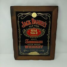 Jack Daniels Old Time Old NO. 7 Whiskey Wood Framed Bar Mirror Man Cave 14.5