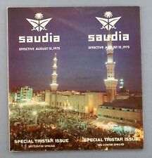 SAUDIA SAUDI ARABIAN AIRLINES AIRLINE SYSTEM TIMETABLE AUGUST 1975 TRISTAR ISSUE picture