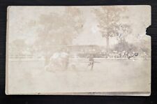 RPPC Early Aviation Men Push Airplane as Crowd Watches Possible Ohio Postcard picture