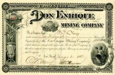 Don Enrique Mining Co. Issued to B.P. Cheney - Autographed Stocks & Bonds picture