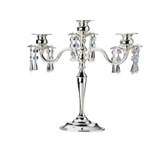 Vtg 3 Arm Candelabra Palace Jewels Silver Plated Crystal Drops Classic Open Box picture